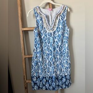 Lilly Pulitzer Blue and White Seashell Patterned Mini Dress - Dec 2017 design
